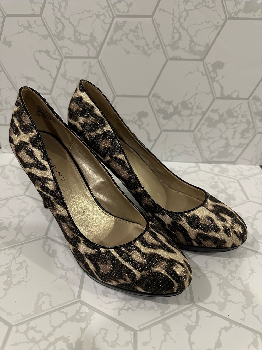 Bandolino Leopard Print Pumps in Black and Tan